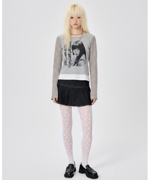 runningHIGH(ランニングハイ)の「A'GEM/9 × .kom 『runningHIGH/ランニングハイ』 WATCH YOUR TONE L/S TEE/ガールズデザイン長袖Tシャツ(Tシャツ/カットソー・レディース・グレー/チャコールグレー/アイボリー・FREE)」の4枚目の写真