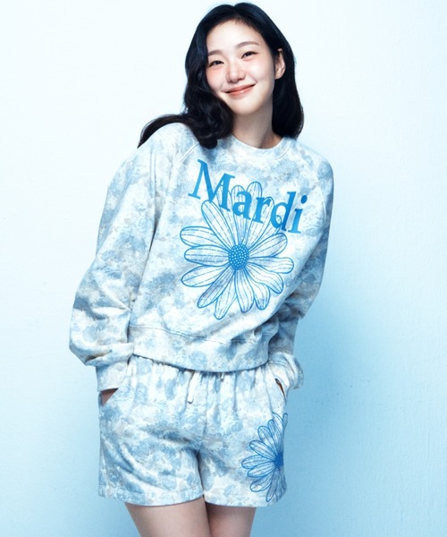 Mardi Mercredi(マルディメクルディ)の「SWEAT SHORTS FLEUR FLOWER / スウェット ショーツ フルール フラワー(スウェットパンツ・レディース・ブルーグレー/ベージュ・FREE)」の2枚目の写真