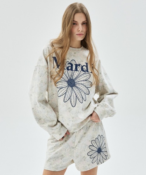 Mardi Mercredi(マルディメクルディ)の「SWEAT SHORTS FLEUR FLOWER / スウェット ショーツ フルール フラワー(スウェットパンツ・レディース・ブルーグレー/ベージュ・FREE)」の10枚目の写真