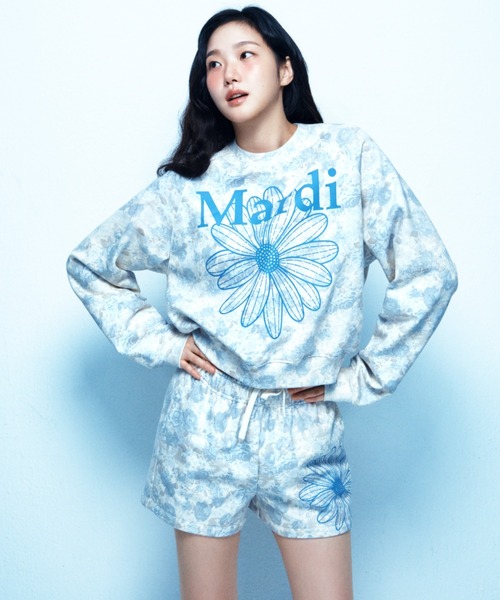 Mardi Mercredi(マルディメクルディ)の「SWEAT SHORTS FLEUR FLOWER / スウェット ショーツ フルール フラワー(スウェットパンツ・レディース・ブルーグレー/ベージュ・FREE)」の6枚目の写真