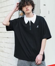 KANGOL | 新色追加 KANGOL カンゴール 別注コラボ 接触冷感鹿の子ハーフジップ半袖ロゴ刺繍ポロシャツ(ポロシャツ)