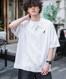 KANGOL（カンゴール）の「新色追加 KANGOL カンゴール 別注コラボ 接触冷感鹿の子ハーフジップ半袖ロゴ刺繍ポロシャツ（ポロシャツ）」