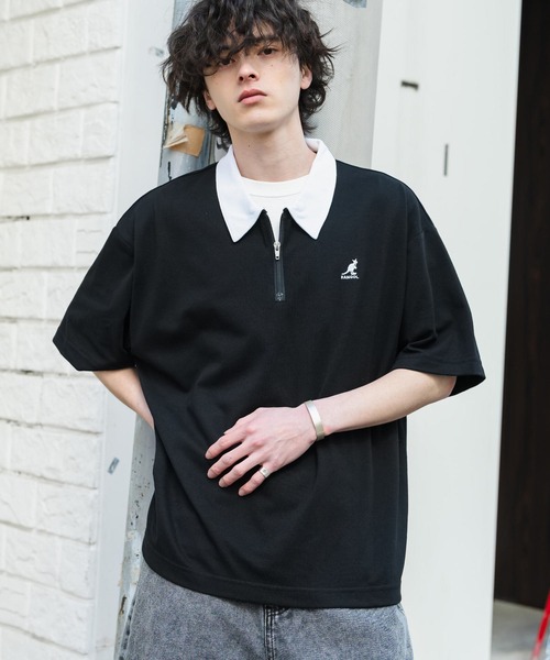 GW期間限定値下げ！ XANDER ZHOU ブラック ハーフジップ ポロシャツ T