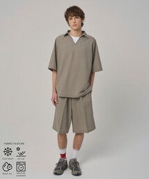 Firsthand（ファーストハンド）の「Firsthand ファーストハンド 機能性素材 プルオーバー ショートスリーブ シャツ セットアップ 3点セット   ウォッシャブル   UVカット   速乾性   接触冷感（セットアップ）」