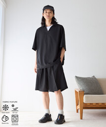 Firsthand（ファーストハンド）の「Firsthand ファーストハンド 機能性素材 プルオーバー ショートスリーブ シャツ セットアップ 3点セット   ウォッシャブル   UVカット   速乾性   接触冷感（セットアップ）」