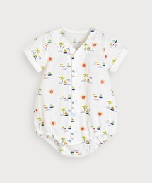 moimoln（モイモルン）の「アイランドメッシュ襟付き半袖ボディスーツ（ロンパース）」