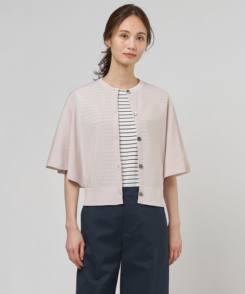 J.PRESS Ladies(J.プレス レディス)の「COTTON ACETATE DRY バタフライスリーブ カーディガン(カーディガン/ボレロ・レディース・ホワイト系/ベージュ系/ネイビー系/ライトグリーン系・SMALL)」の2枚目の写真