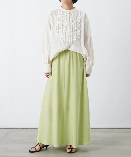 LUCA/LADY LUCK LUCA（ルカ/レディラックルカ）の「LC/LLL バイヤスハギフレアースカート（スカート・レディース・ブラック/ライトグリーン/グレイッシュベージュ・FREE）」の6枚目の写真