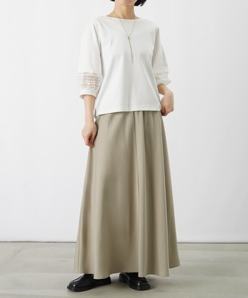 LUCA/LADY LUCK LUCA（ルカ/レディラックルカ）の「LC/LLL バイヤスハギフレアースカート（スカート・レディース・ブラック/ライトグリーン/グレイッシュベージュ・FREE）」の7枚目の写真