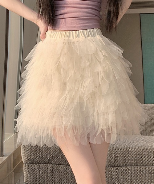 Aelina（エリナ）の「フリルショートスカート（スカート・レディース・オフホワイト/ピンク/ブラック・M/L）」の21枚目の写真