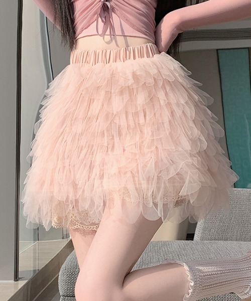 Aelina（エリナ）の「フリルショートスカート（スカート・レディース・オフホワイト/ピンク/ブラック・M/L）」の15枚目の写真