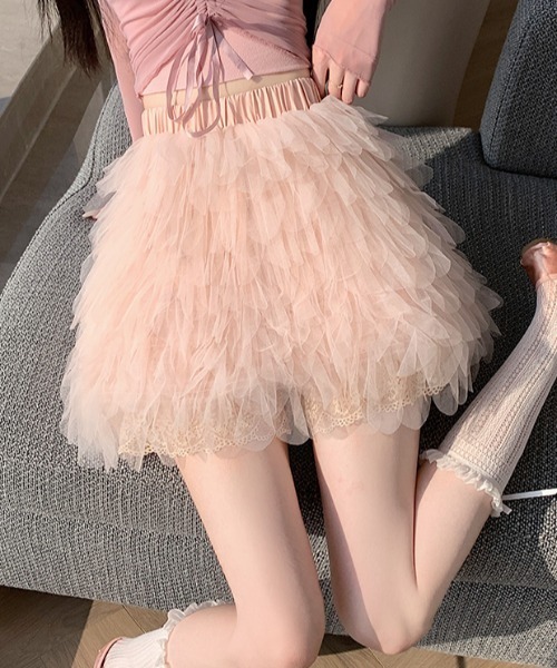 Aelina（エリナ）の「フリルショートスカート（スカート・レディース・オフホワイト/ピンク/ブラック・M/L）」の12枚目の写真