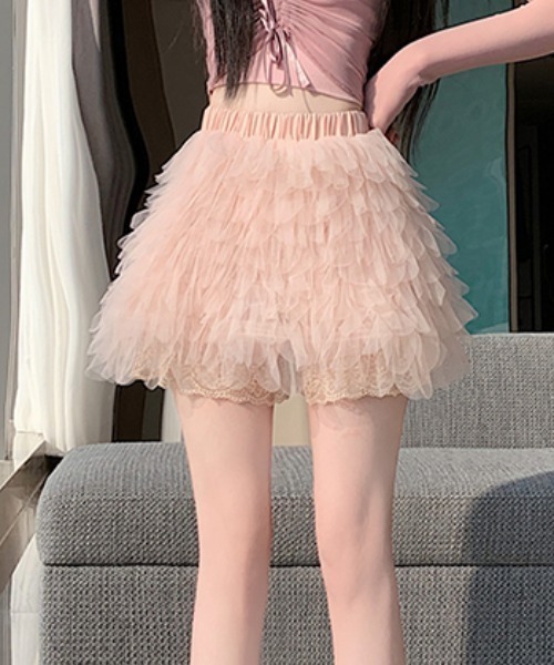 Aelina（エリナ）の「フリルショートスカート（スカート・レディース・オフホワイト/ピンク/ブラック・M/L）」の10枚目の写真