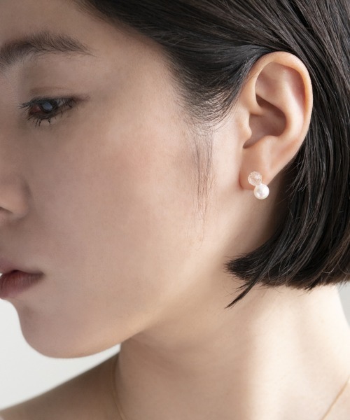 HARIO Lampwork Factory(ハリオランプワークファクトリー)の「ピアス スノーパール K10(ピアス(両耳用)・レディース・クリア・FREE)」の5枚目の写真