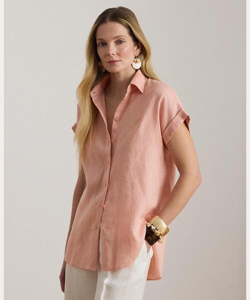 新品✨Lauren Ralph Lauren リネンショートスリーブシャツ XS リネン ショートスリーブ シャツ（シャツ/ブラウス）｜LAUREN RALPH