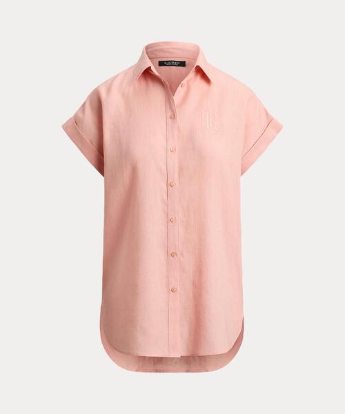 LAUREN RALPH LAUREN(ローレン ラルフ ローレン)の「リネン ショートスリーブ シャツ(シャツ/ブラウス・レディース・ピンク・XS/S/M/L/XXS)」の2枚目の写真