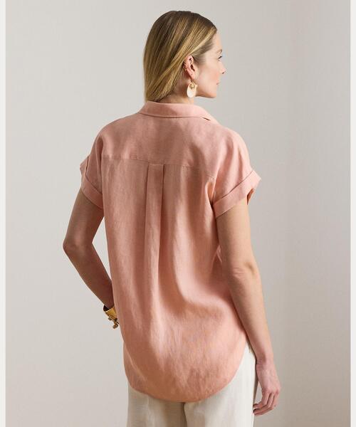 LAUREN RALPH LAUREN(ローレン ラルフ ローレン)の「リネン ショートスリーブ シャツ(シャツ/ブラウス・レディース・ピンク・XS/S/M/L/XXS)」の4枚目の写真