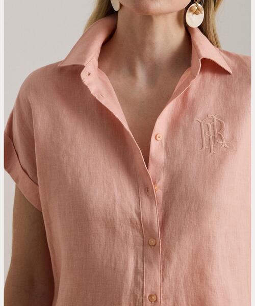 LAUREN RALPH LAUREN(ローレン ラルフ ローレン)の「リネン ショートスリーブ シャツ(シャツ/ブラウス・レディース・ピンク・XS/S/M/L/XXS)」の5枚目の写真