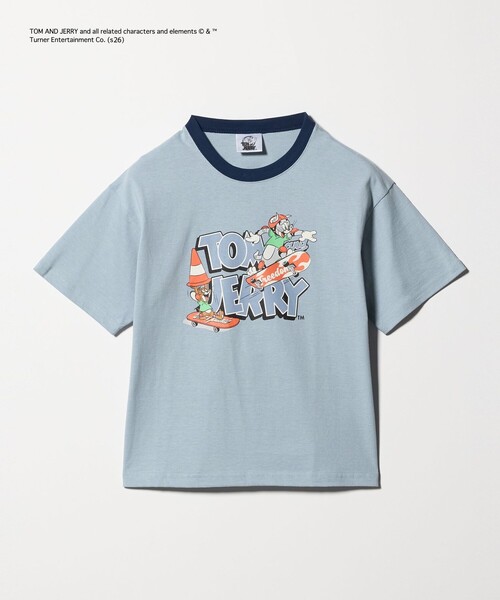 green label relaxing(グリーンレーベルリラクシング)の「【別注】<URBAMENT>TOM and JERRY リンガーTシャツ / キッズ 140cmー150cm(Tシャツ/カットソー・キッズ・レッド/ライトブルー/ダークグレー・140cm/150cm)」の2枚目の写真