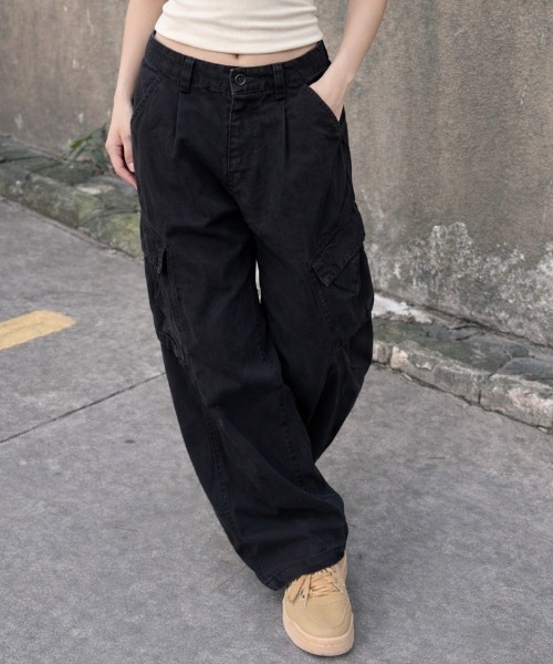 NANEA（ナネア）の「裾絞り2WAワイドカーゴパンツ（カーゴパンツ・レディース・ブラウン/ネイビー/ブラック・MEDIUM）」の6枚目の写真
