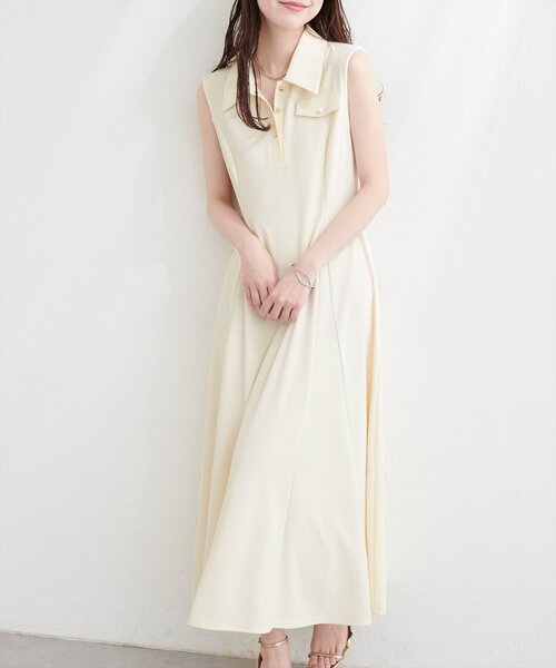natural couture(ナチュラルクチュール)の「美シルエットノースリフレアワンピース(ワンピース・レディース・ブラウン/ブルー/オフホワイト/ブラック・FREE)」の5枚目の写真