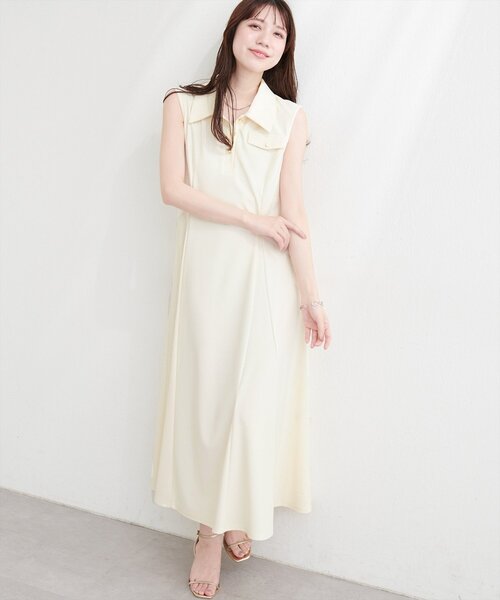 natural couture(ナチュラルクチュール)の「美シルエットノースリフレアワンピース(ワンピース・レディース・ブラウン/ブルー/オフホワイト/ブラック・FREE)」の6枚目の写真