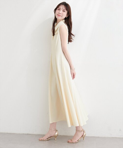 natural couture(ナチュラルクチュール)の「美シルエットノースリフレアワンピース(ワンピース・レディース・ブラウン/ブルー/オフホワイト/ブラック・FREE)」の8枚目の写真