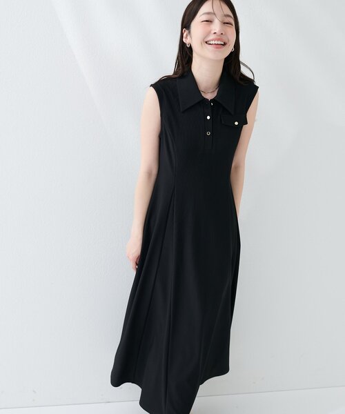 natural couture(ナチュラルクチュール)の「美シルエットノースリフレアワンピース(ワンピース・レディース・ブラウン/ブルー/オフホワイト/ブラック・FREE)」の10枚目の写真