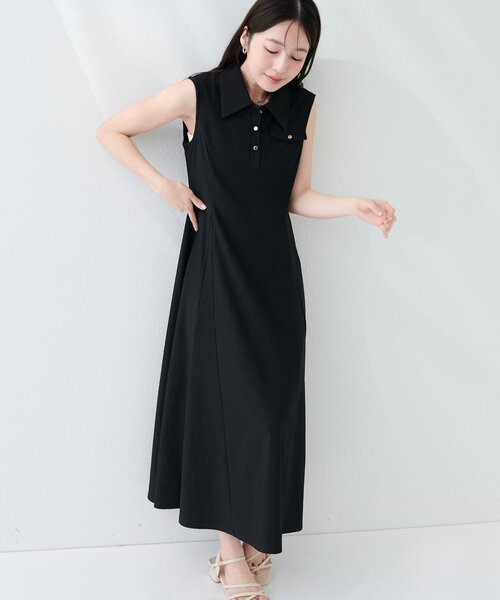 natural couture(ナチュラルクチュール)の「美シルエットノースリフレアワンピース(ワンピース・レディース・ブラウン/ブルー/オフホワイト/ブラック・FREE)」の12枚目の写真