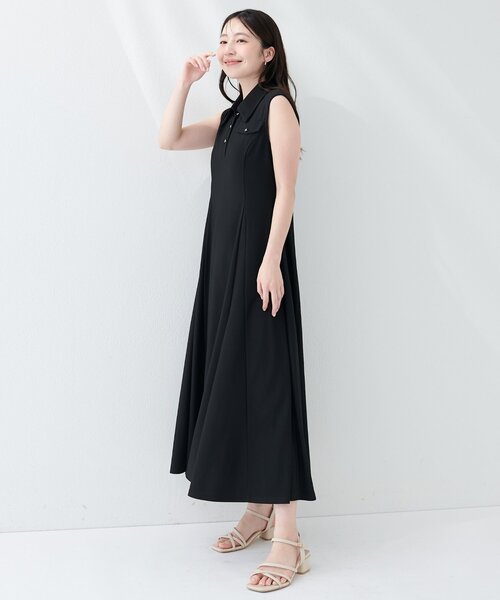 natural couture(ナチュラルクチュール)の「美シルエットノースリフレアワンピース(ワンピース・レディース・ブラウン/ブルー/オフホワイト/ブラック・FREE)」の14枚目の写真
