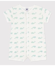 クジラプリントショートロンパース