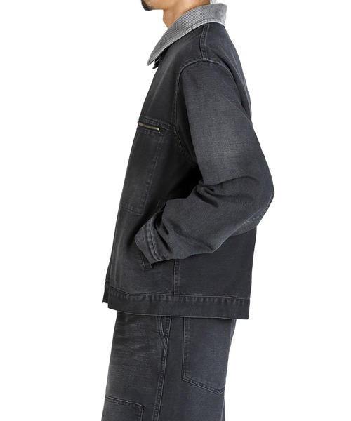 marka（マーカ）の「marka / マーカ：MECHANIC JACKET -ORGANIC COTTON DUCK-：M25C01BL02C[COR]（デニムジャケット・メンズ・ブラック・2(M)）」の10枚目の写真
