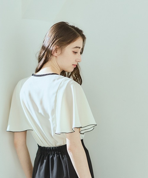 12Twelve Agenda(トゥエルブ アジェンダ)の「配色デザイン5分袖ブラウス(シャツ/ブラウス・レディース・ブラウン/オフホワイト/ネイビー・M)」の15枚目の写真