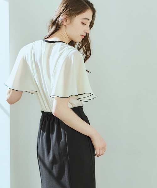 12Twelve Agenda(トゥエルブ アジェンダ)の「配色デザイン5分袖ブラウス(シャツ/ブラウス・レディース・ブラウン/オフホワイト/ネイビー・M)」の16枚目の写真