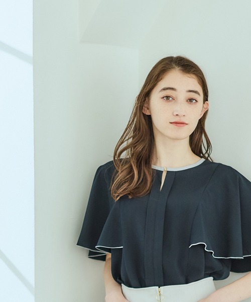 12Twelve Agenda(トゥエルブ アジェンダ)の「配色デザイン5分袖ブラウス(シャツ/ブラウス・レディース・ブラウン/オフホワイト/ネイビー・M)」の7枚目の写真