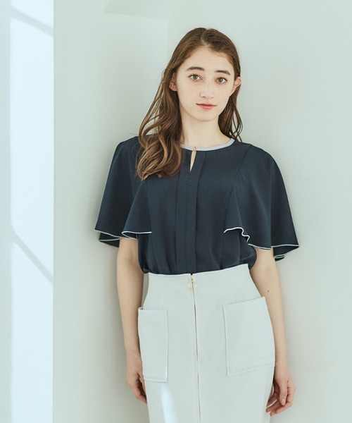 12Twelve Agenda(トゥエルブ アジェンダ)の「配色デザイン5分袖ブラウス(シャツ/ブラウス・レディース・ブラウン/オフホワイト/ネイビー・M)」の8枚目の写真