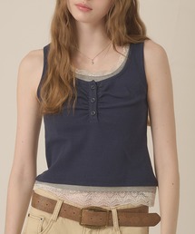 hazyl(�w�C�W��)��lace henry layered tanktop / ���[�X�w�����[���C���[�h�^���N�g�b�v(�^���N�g�b�v)