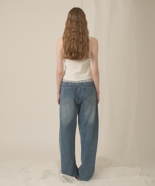 hazyl(ヘイジル)の「lace henry layered tanktop / レースヘンリーレイヤードタンクトップ(タンクトップ・レディース・オフホワイト/ネイビー・フリー)」の8枚目の写真