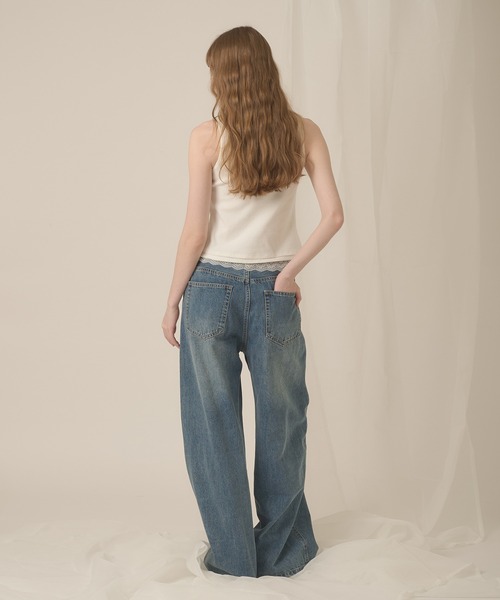 hazyl(ヘイジル)の「lace henry layered tanktop / レースヘンリーレイヤードタンクトップ(タンクトップ・レディース・オフホワイト/ネイビー・フリー)」の7枚目の写真