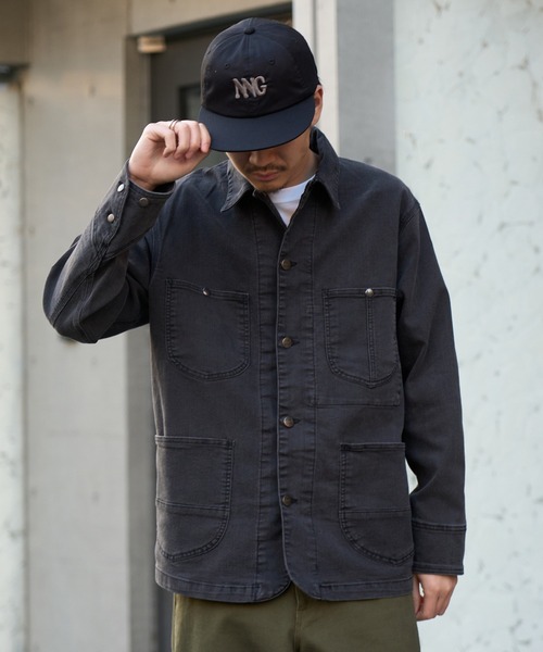 HANES(ヘインズ)の「【Hanes】ストレッチデニムカバーオール 067110(カバーオール・メンズ・サックスブルー/ブラック/ネイビー・LL/L/M/S)」の2枚目の写真