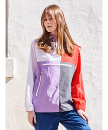 CUSTOMUS（カスタムアース）の「レディース カラーブロック ウインドブレーカー CXW24MWJP402 レッド（ナイロンジャケット）」