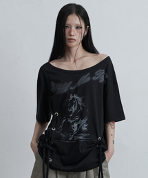 ホースアイレットオーバーサイズTシャツブラック