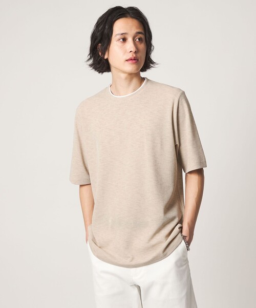 A DAY IN THE LIFE UNITED ARROWS(アデイインザライフユナイテッドアローズ)の「リネンライク カノコ フェイクレイヤード カットソー<A DAY IN THE LIFE>(Tシャツ/カットソー・メンズ・ナチュラル/ネイビー/コバルトブルー・S/M/L)」の2枚目の写真