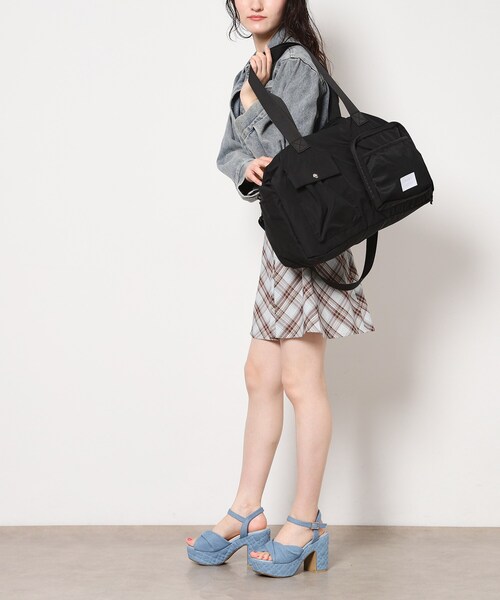 Ober Tashe(オーバータッシェ)の「【キャリーオンベルト付き】ポケッタブルボストンバッグ(ボストンバッグ・レディース・ブラック/グレー/ベージュ・FREE)」の7枚目の写真