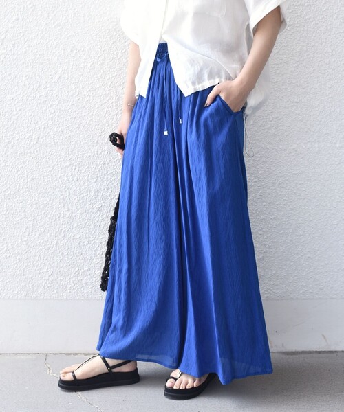 SHIPS Colors(シップス カラーズ)の「SHIPS Colors:〈手洗い可能〉シアーボイル ギャザー ワイドパンツ(その他パンツ・レディース・ブラック/ブルー/ブラウン・ONE SIZE)」の16枚目の写真
