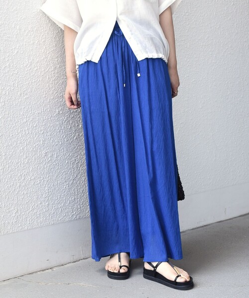 SHIPS Colors(シップス カラーズ)の「SHIPS Colors:〈手洗い可能〉シアーボイル ギャザー ワイドパンツ(その他パンツ・レディース・ブラック/ブルー/ブラウン・ONE SIZE)」の15枚目の写真