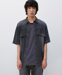 フラッシュハーフデニムシャツ WASHED BLACK
