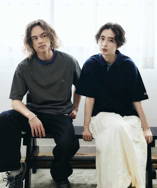 Russell Athletic（ラッセルアスレティック）の「限定展開 RUSSELL ATHLETIC×FREAK'S STORE ラッセル アスレチック 別注 ビッグシルエット ワンポイントロゴ ボーダー クルーネック Tシャツ カットソー 半袖（Tシャツ/カットソー・メンズ・ブラック/ベージュ/ホワイト・SMALL/MEDIUM/LARGE）」の16枚目の写真