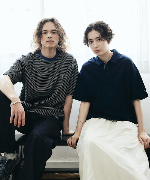 Russell Athletic（ラッセルアスレティック）の「限定展開 RUSSELL ATHLETIC×FREAK'S STORE ラッセル アスレチック 別注 ビッグシルエット ワンポイントロゴ ボーダー クルーネック Tシャツ カットソー 半袖（Tシャツ/カットソー・メンズ・ブラック/ベージュ/ホワイト・SMALL/MEDIUM/LARGE）」の17枚目の写真