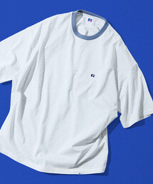 Russell Athletic | 限定展開 RUSSELL ATHLETIC×FREAK'S STORE ラッセル アスレチック 別注 ビッグシルエット ワンポイントロゴ ボーダー クルーネック Tシャツ カットソー 半袖(Tシャツ/カットソー)